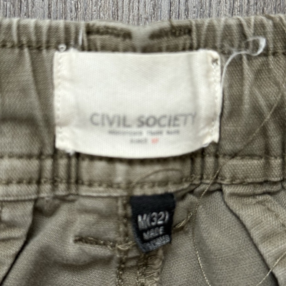 Civil Society Pants M(32) Drawstring Khaki Cargo Jogger Slim Elastic Waist - Picture 3 of 8